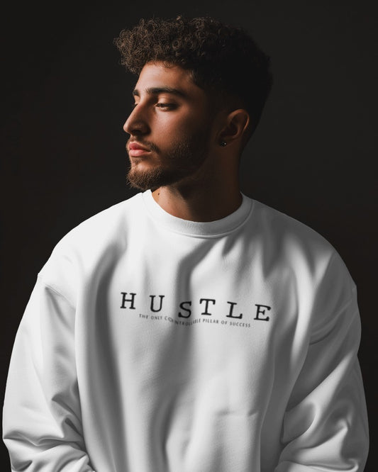 Hustle Unisex White Sweatshirt
