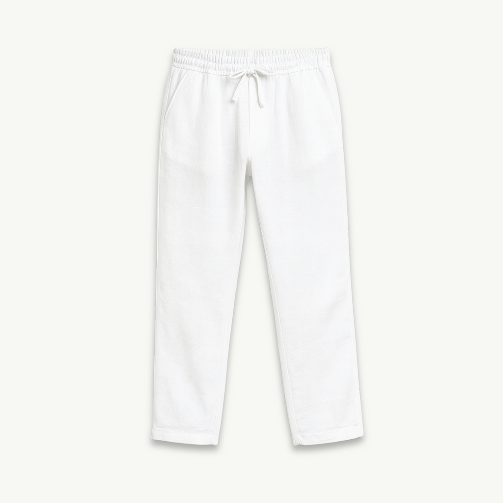 Relaxed Fit Linen Pants - White