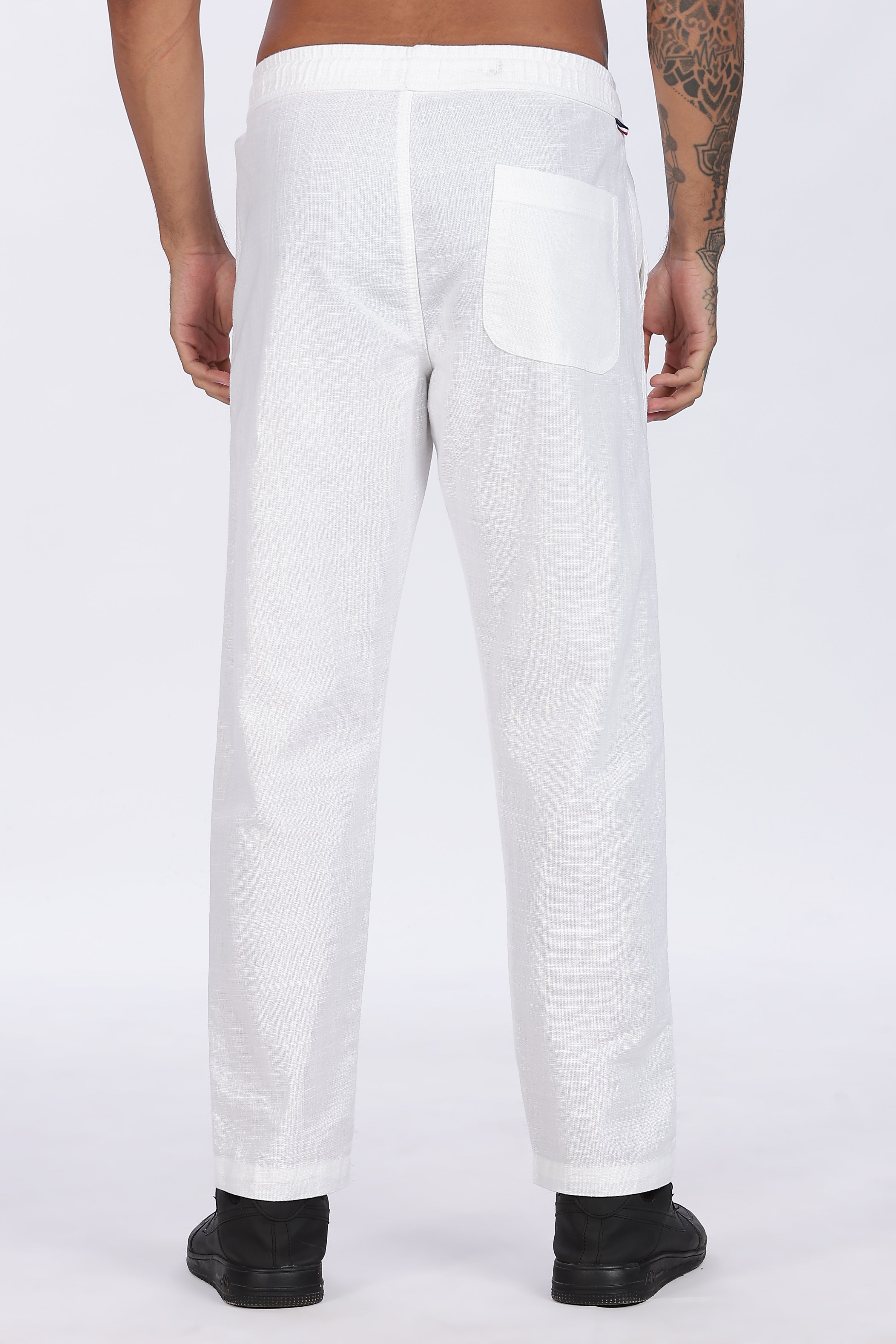 Relaxed Fit Linen Pants - White