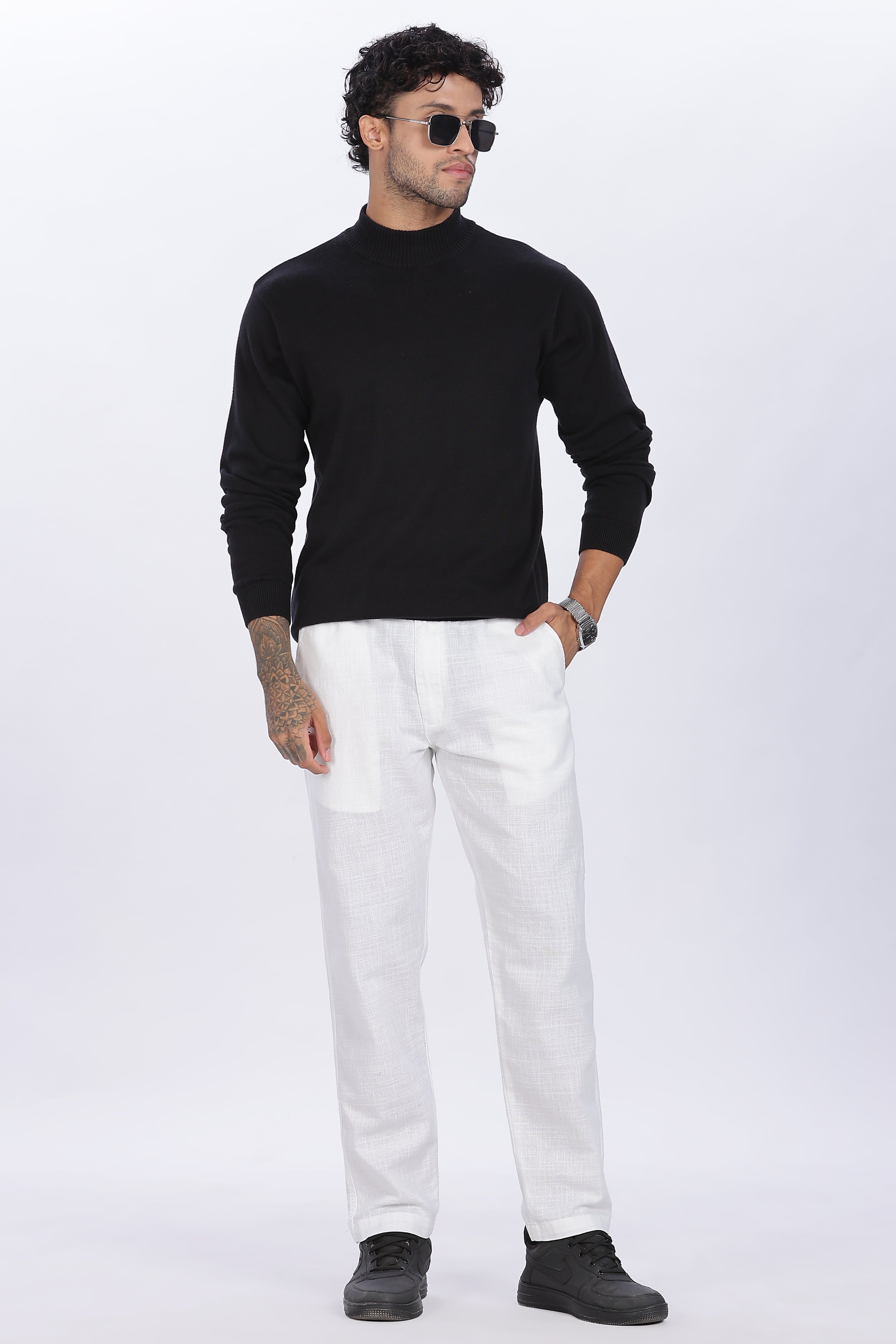 Relaxed Fit Linen Pants - White