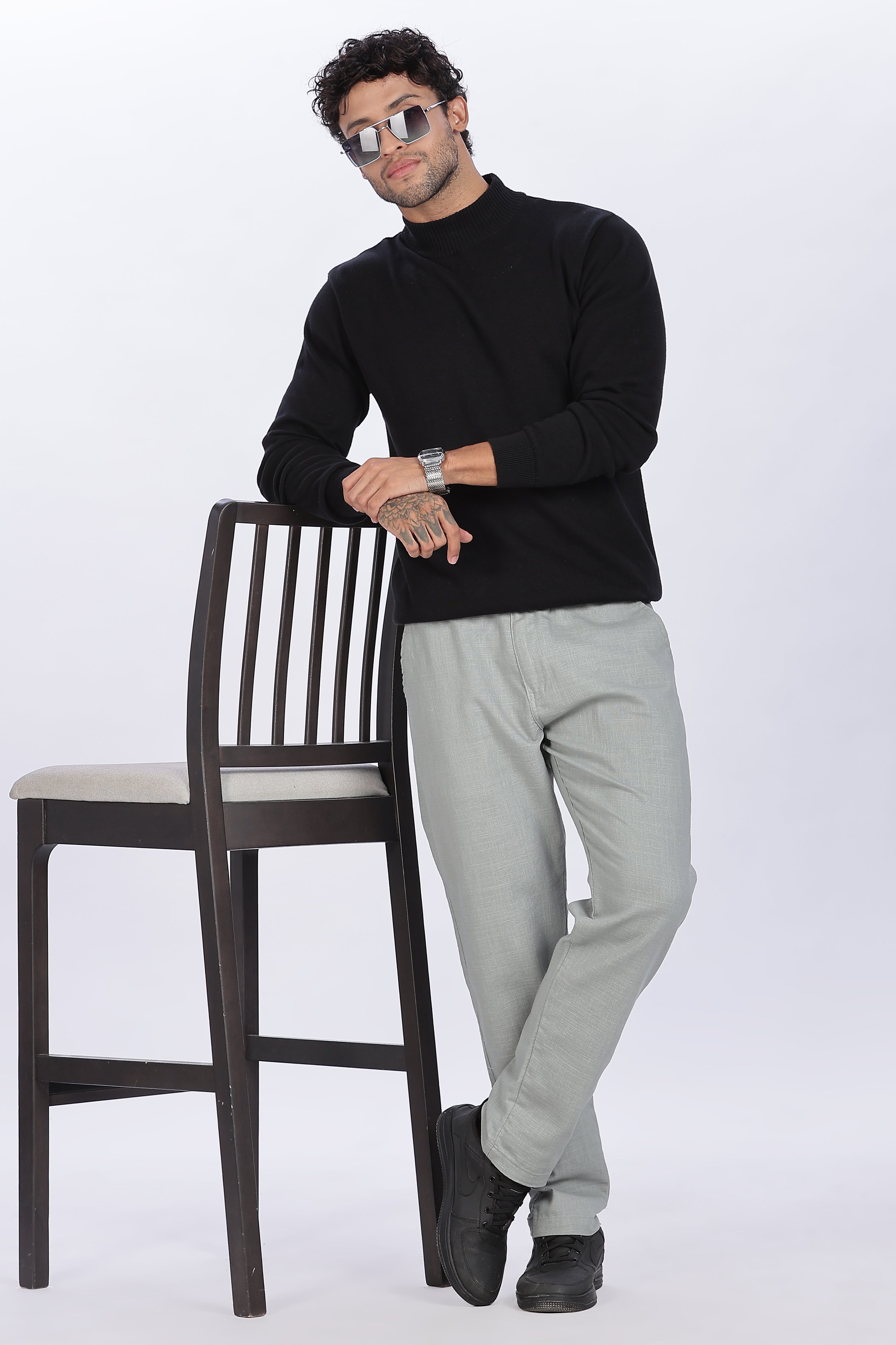 Relaxed Fit Linen Pants - Light Green