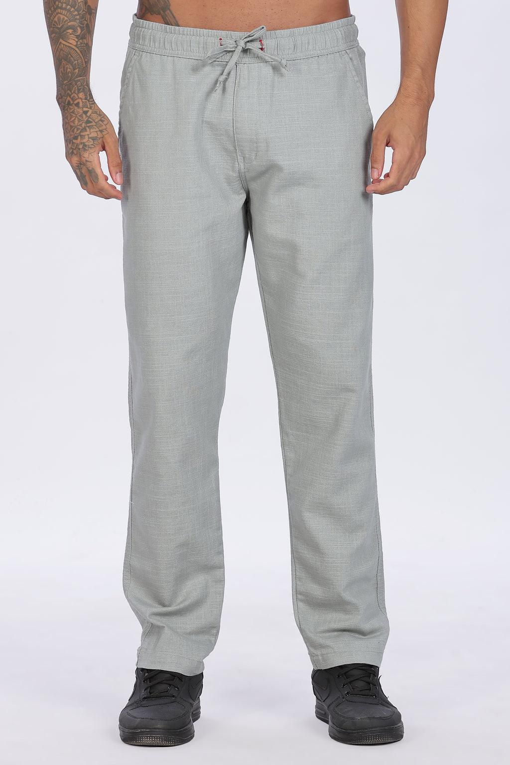 Relaxed Fit Linen Pants - Light Green