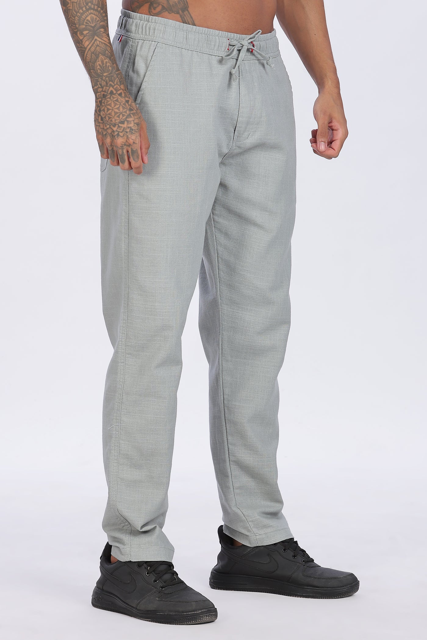 Relaxed Fit Linen Pants - Light Green