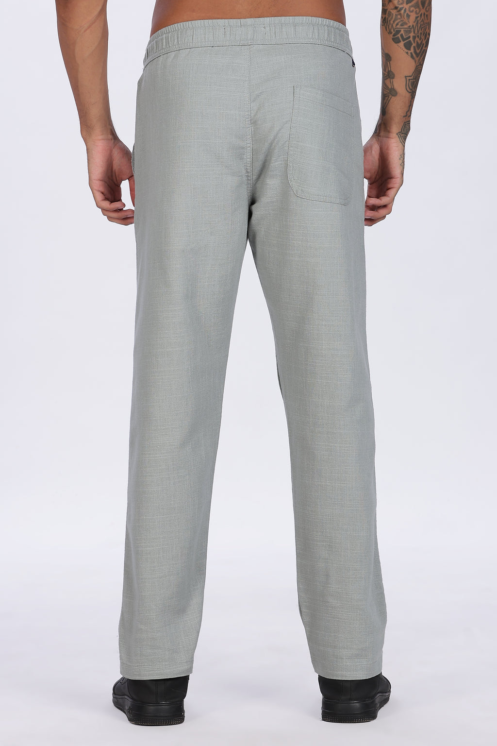 Relaxed Fit Linen Pants - Light Green