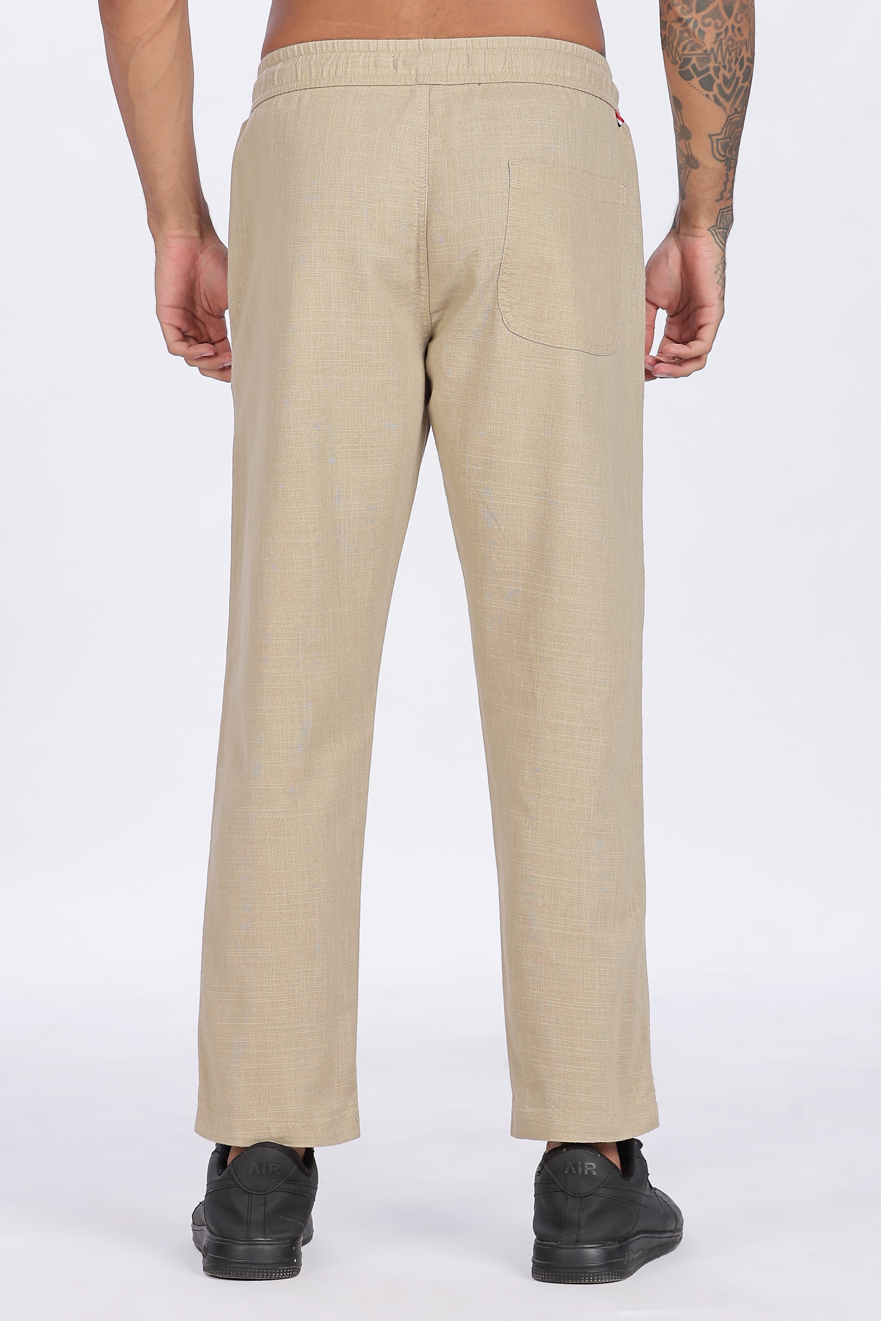 Relaxed Fit Linen Pants - Khaki