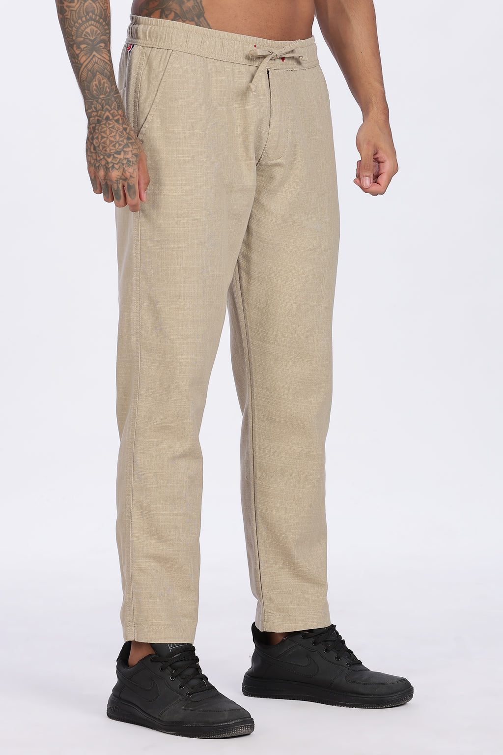 Relaxed Fit Linen Pants - Khaki