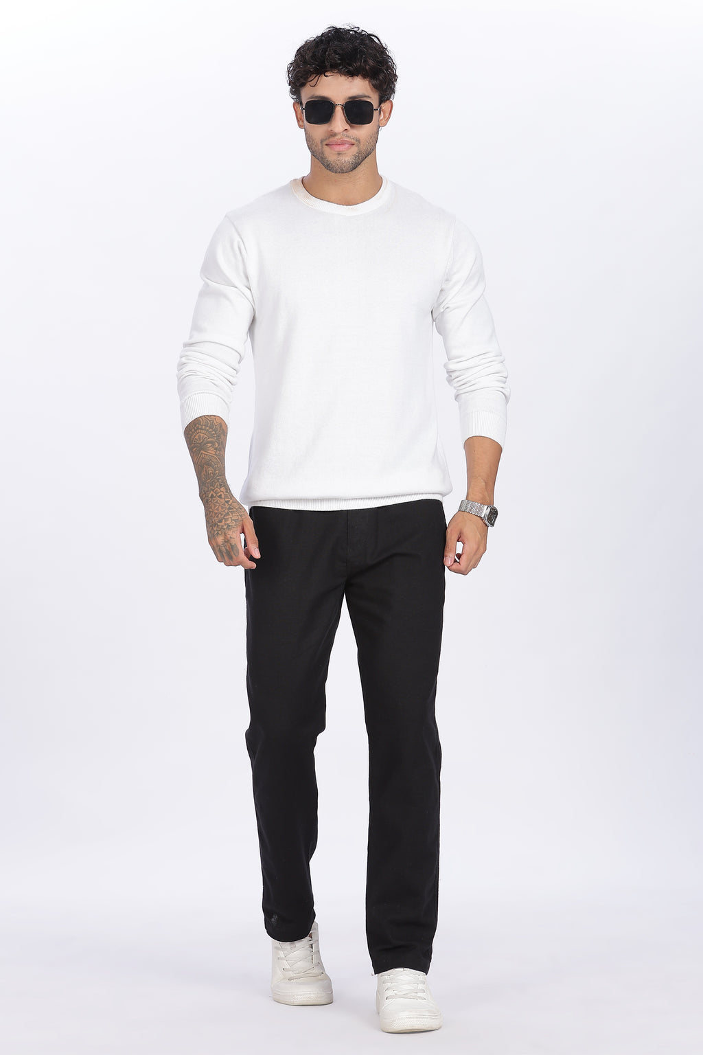 Relaxed Fit Linen Pants - Black