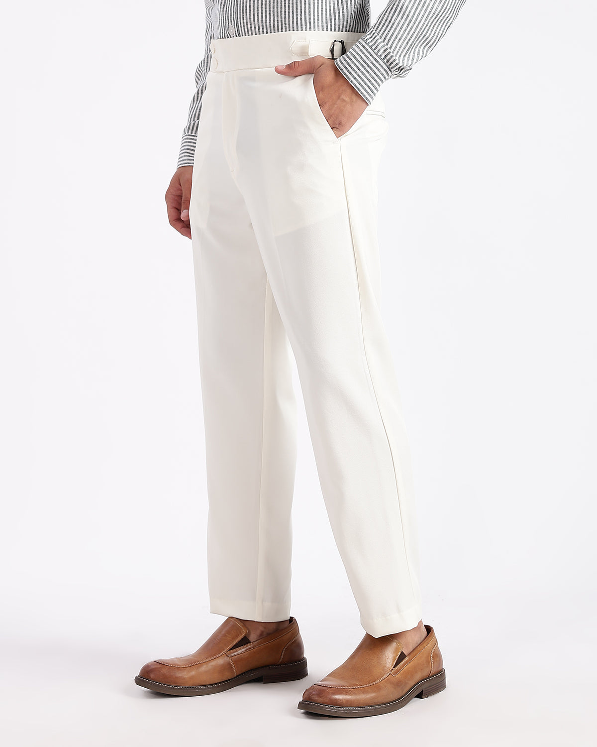 Tapered Fit Gurkha Pants - White
