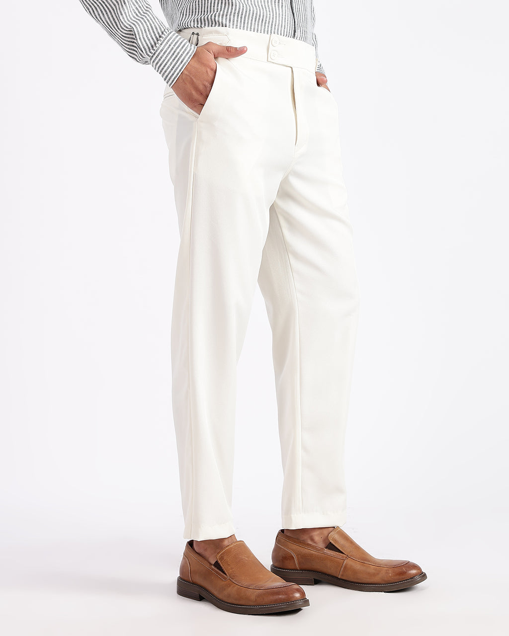 Tapered Fit Gurkha Pants - White