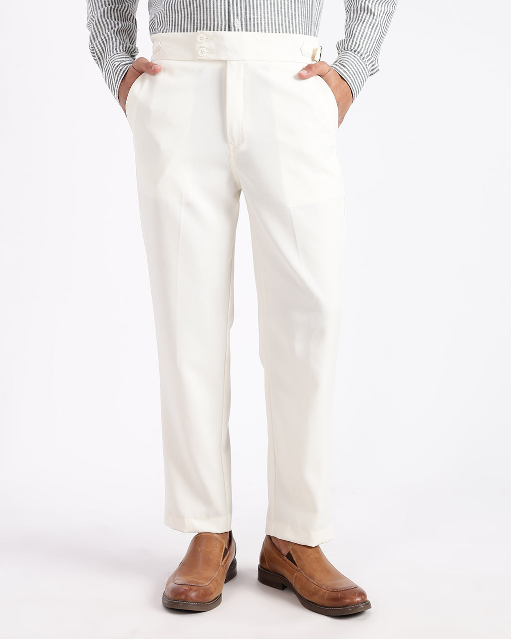 Tapered Fit Gurkha Pants - White
