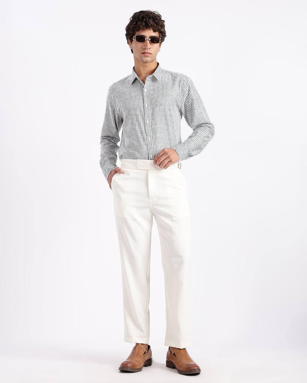 Tapered Fit Gurkha Pants - White