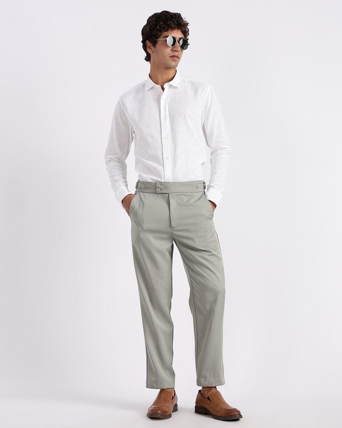 Tapered Fit Gurkha Pants - Olive Green