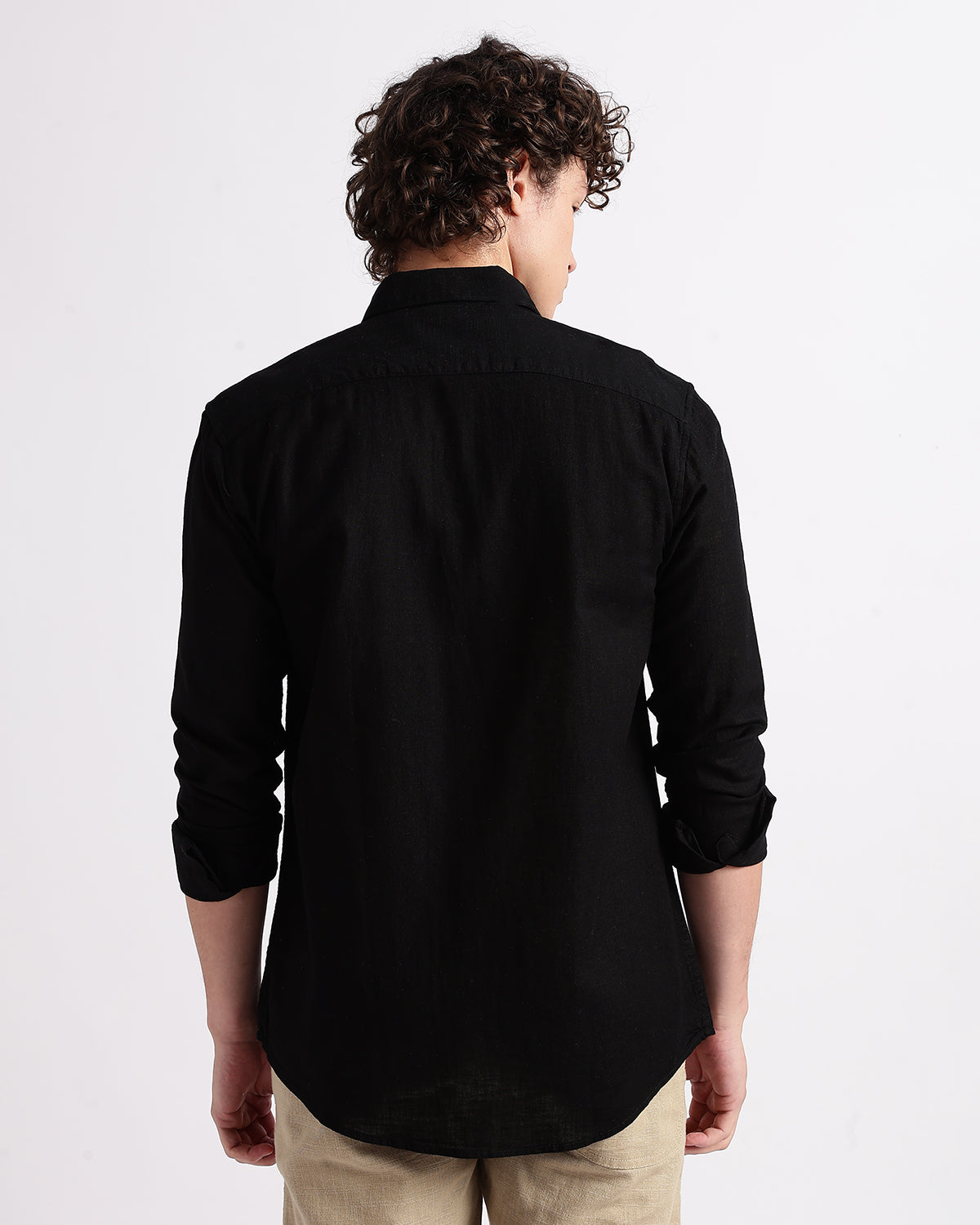 Tailored Fit Linen Shirt - Black