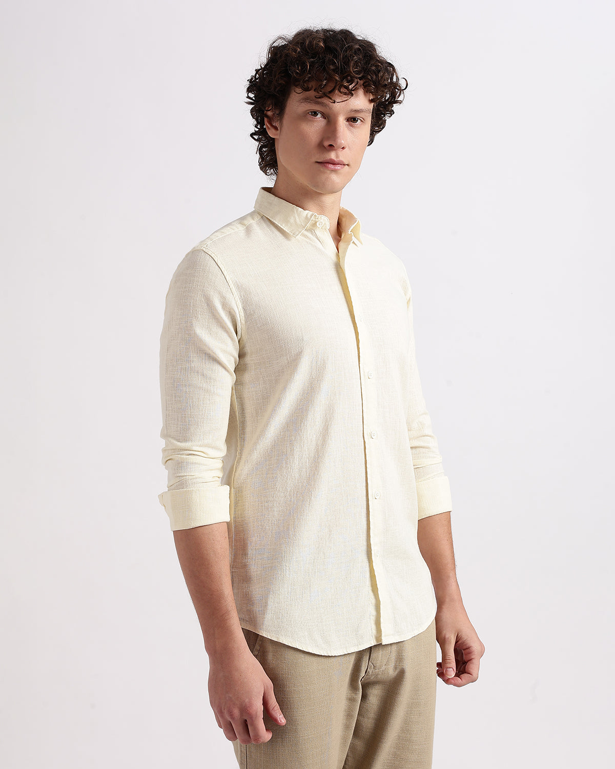 Tailored Fit Linen Shirt - Cream