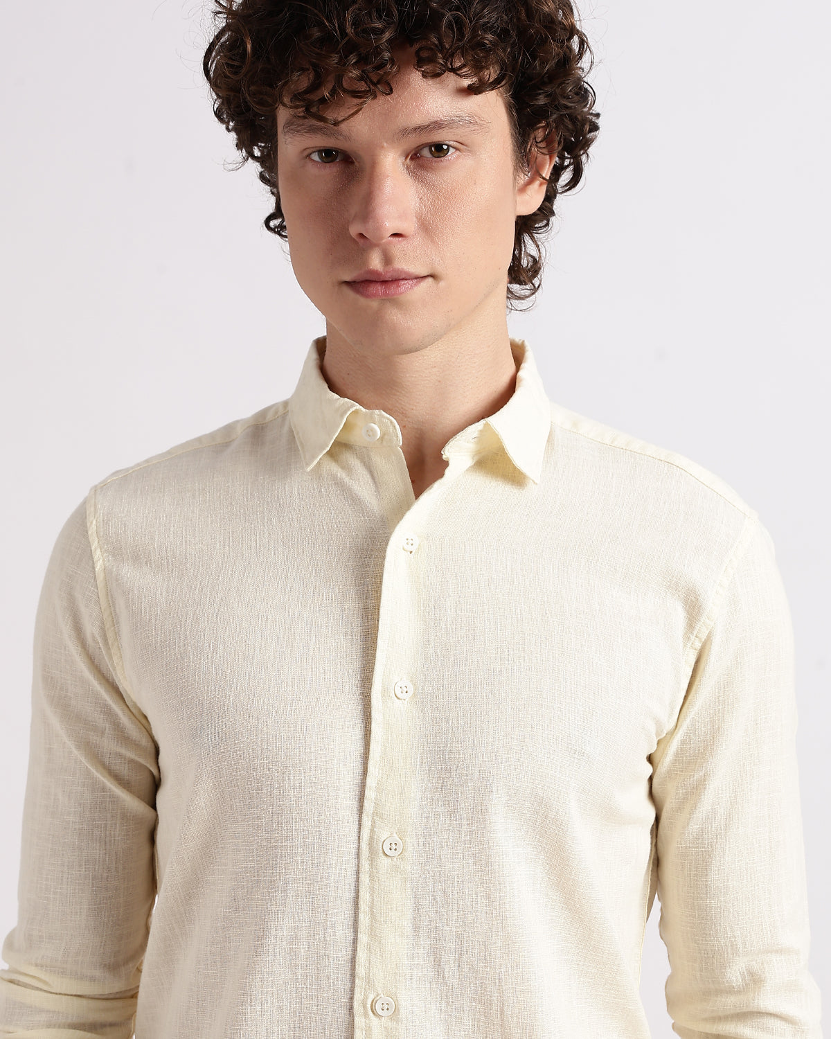 Tailored Fit Linen Shirt - Cream