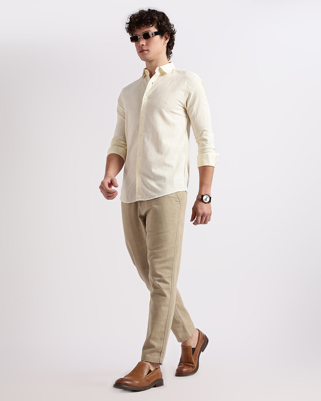 Tailored Fit Linen Shirt - Cream