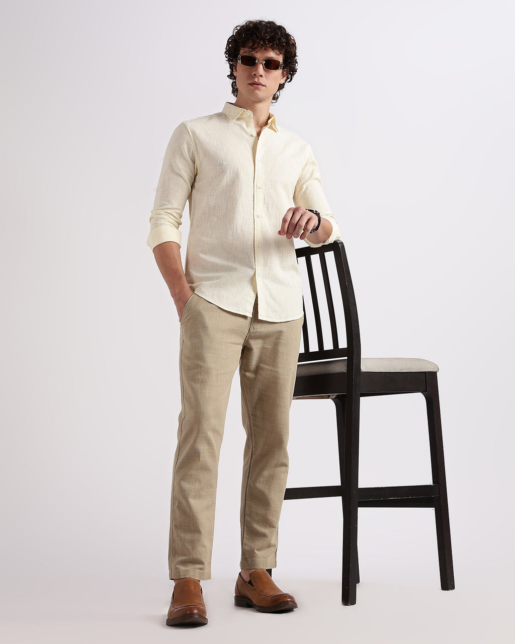 Tailored Fit Linen Shirt - Cream