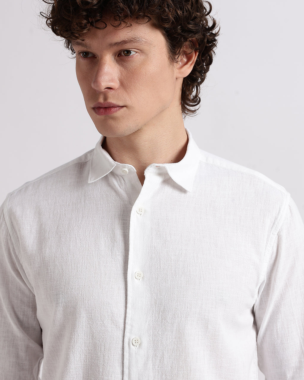 Tailored Fit Linen Shirt - White