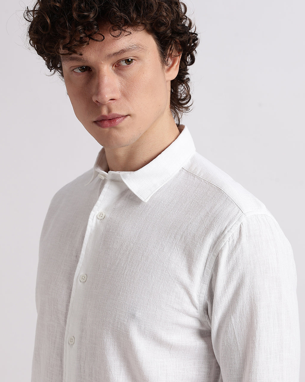 Tailored Fit Linen Shirt - White