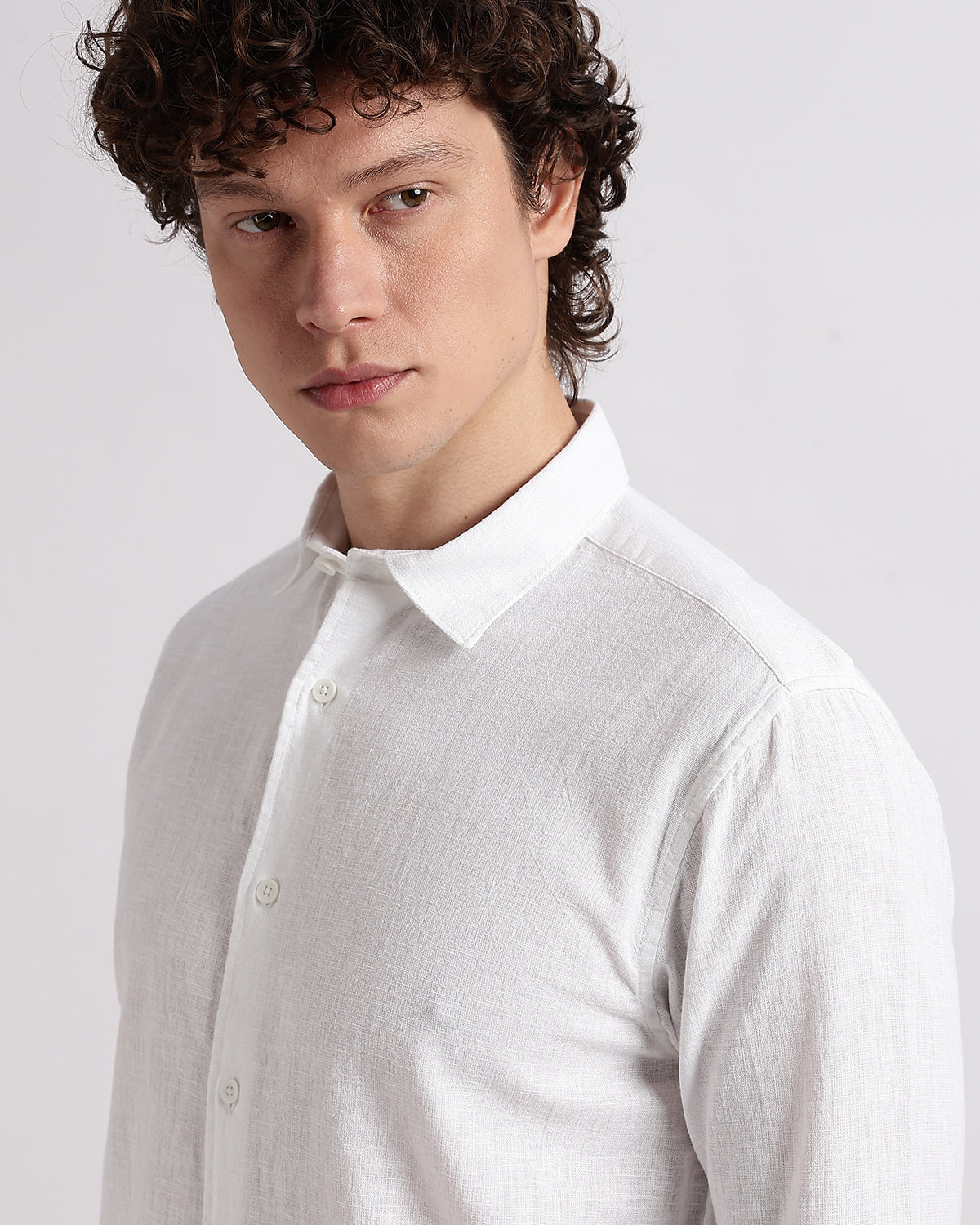 Tailored Fit Linen Shirt - White