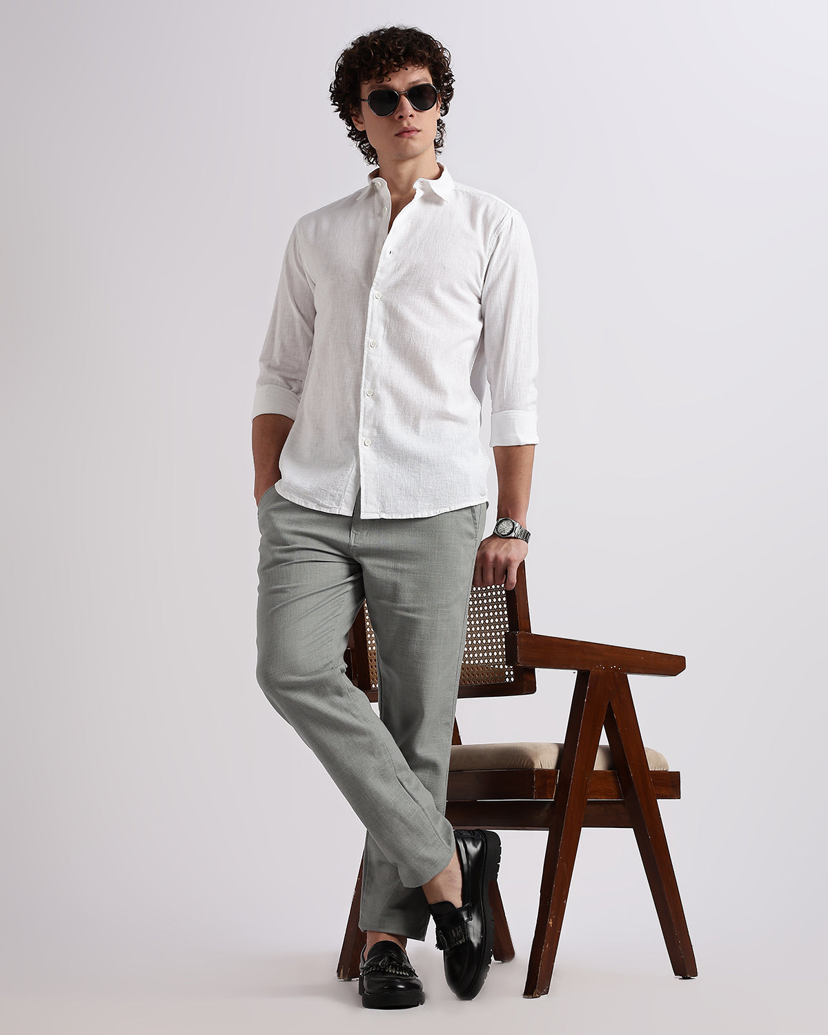 Tailored Fit Linen Shirt - White
