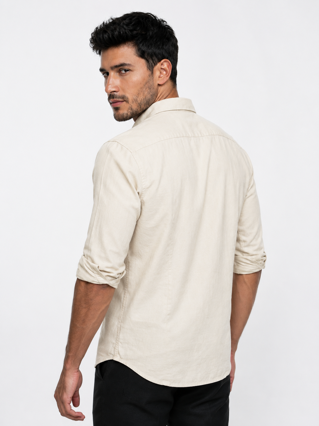 Tailored Fit Linen Shirt - Beige