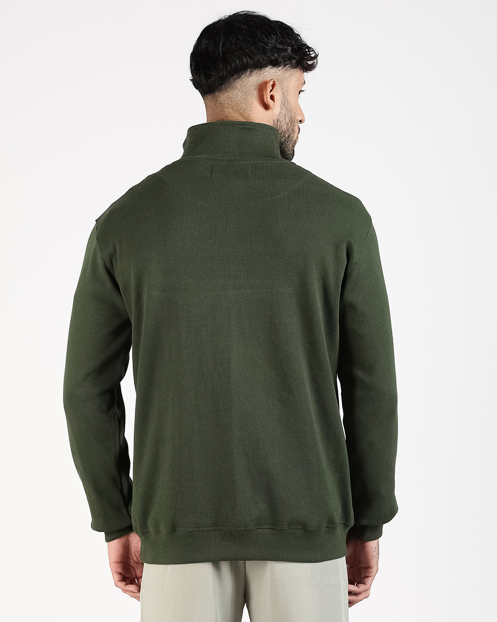 Regular Fit Quarter Zip Sweatshirt - Green