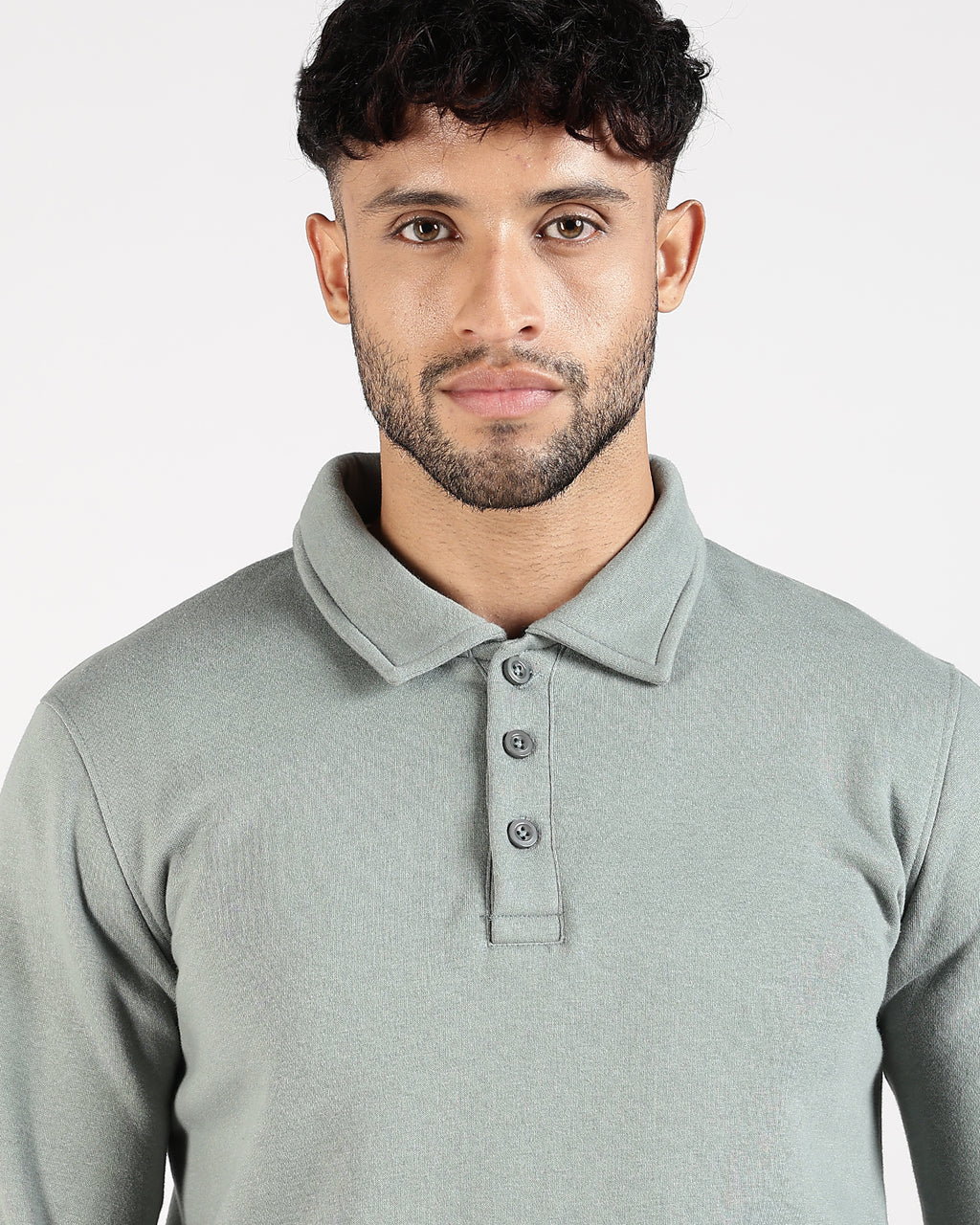 Relaxed Fit Buttoned Sweatshirt - Green
