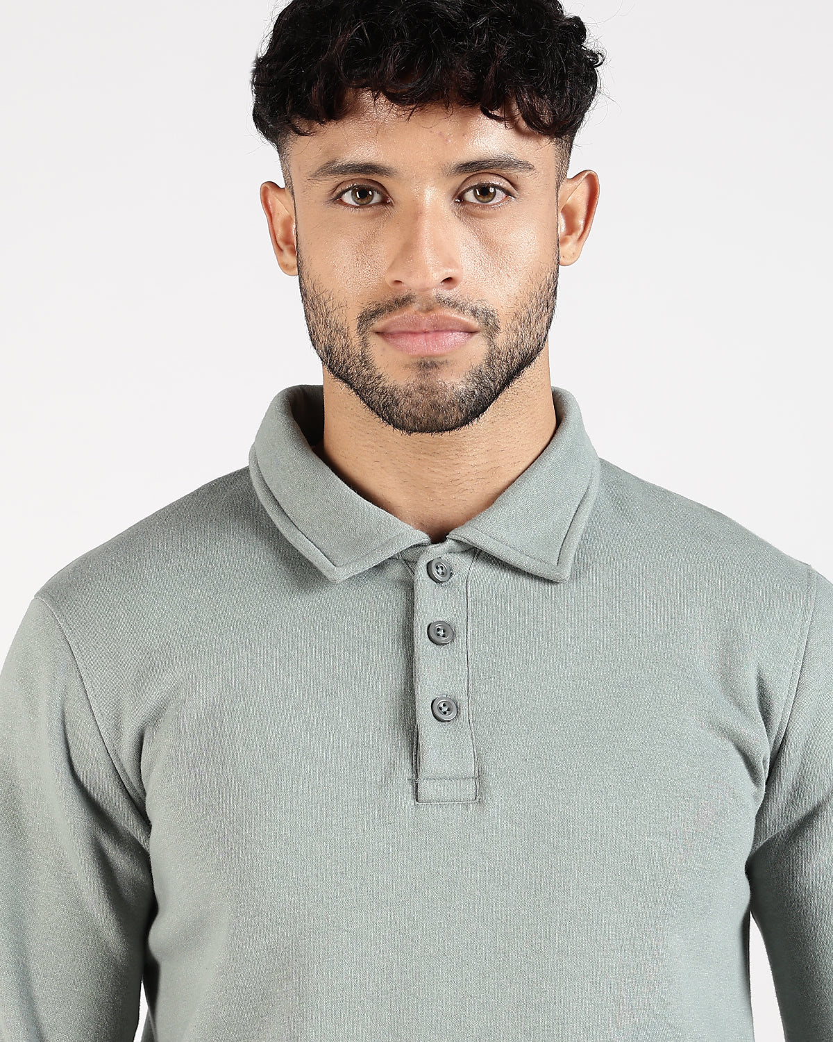 Relaxed Fit Buttoned Sweatshirt - Green