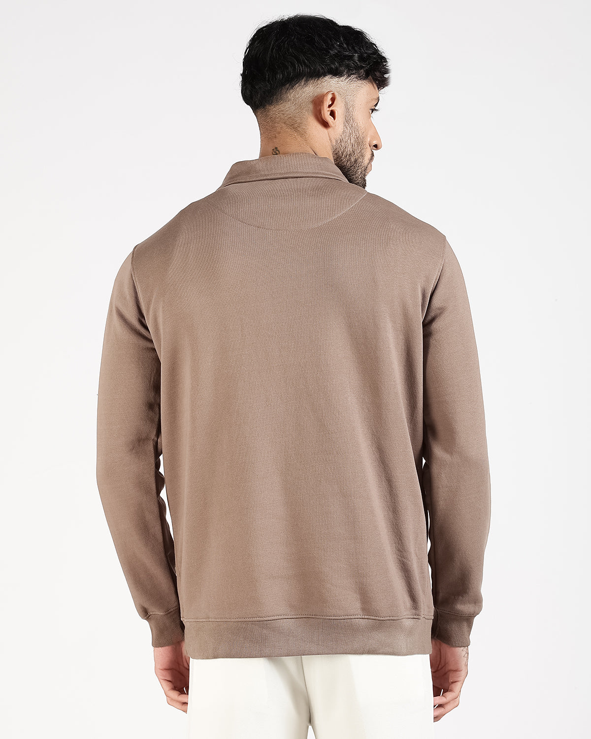 Relaxed Fit Buttoned Sweatshirt - Taupe