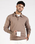 Relaxed Fit Buttoned Sweatshirt - Taupe