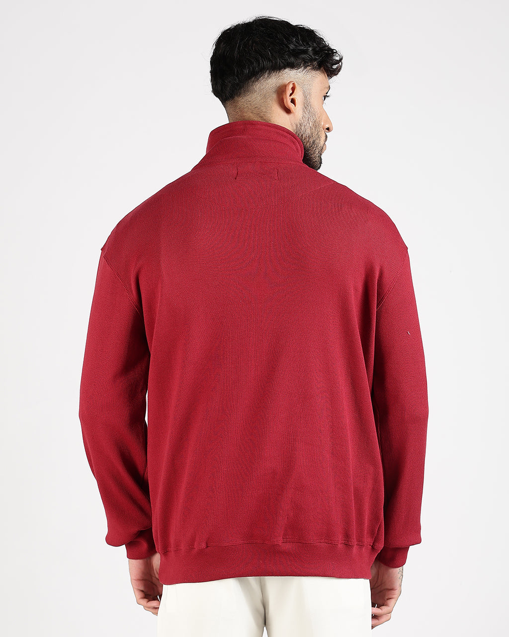 Regular Fit Quarter Zip Sweatshirt - Red