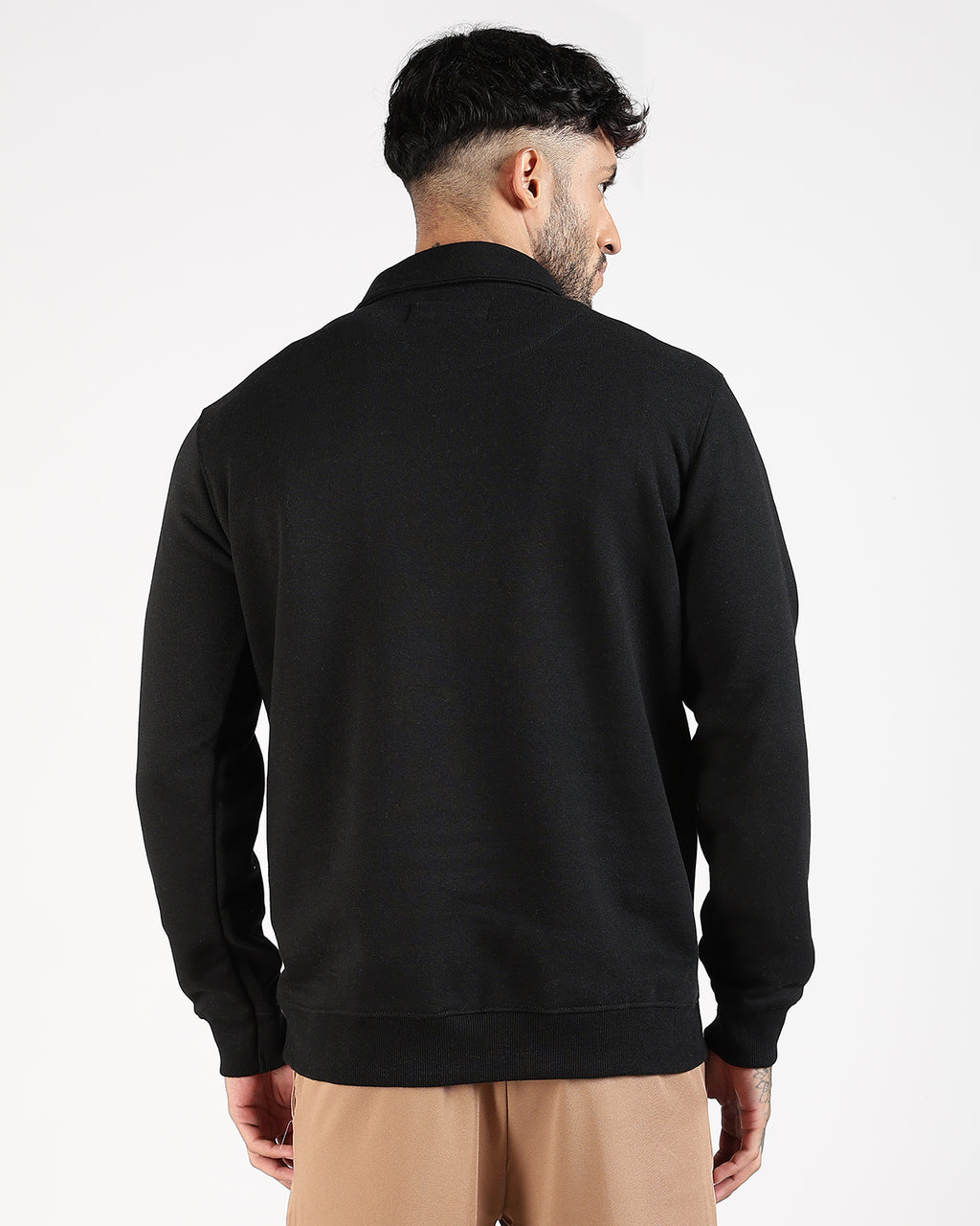 Relaxed Fit Buttoned Sweatshirt - Black