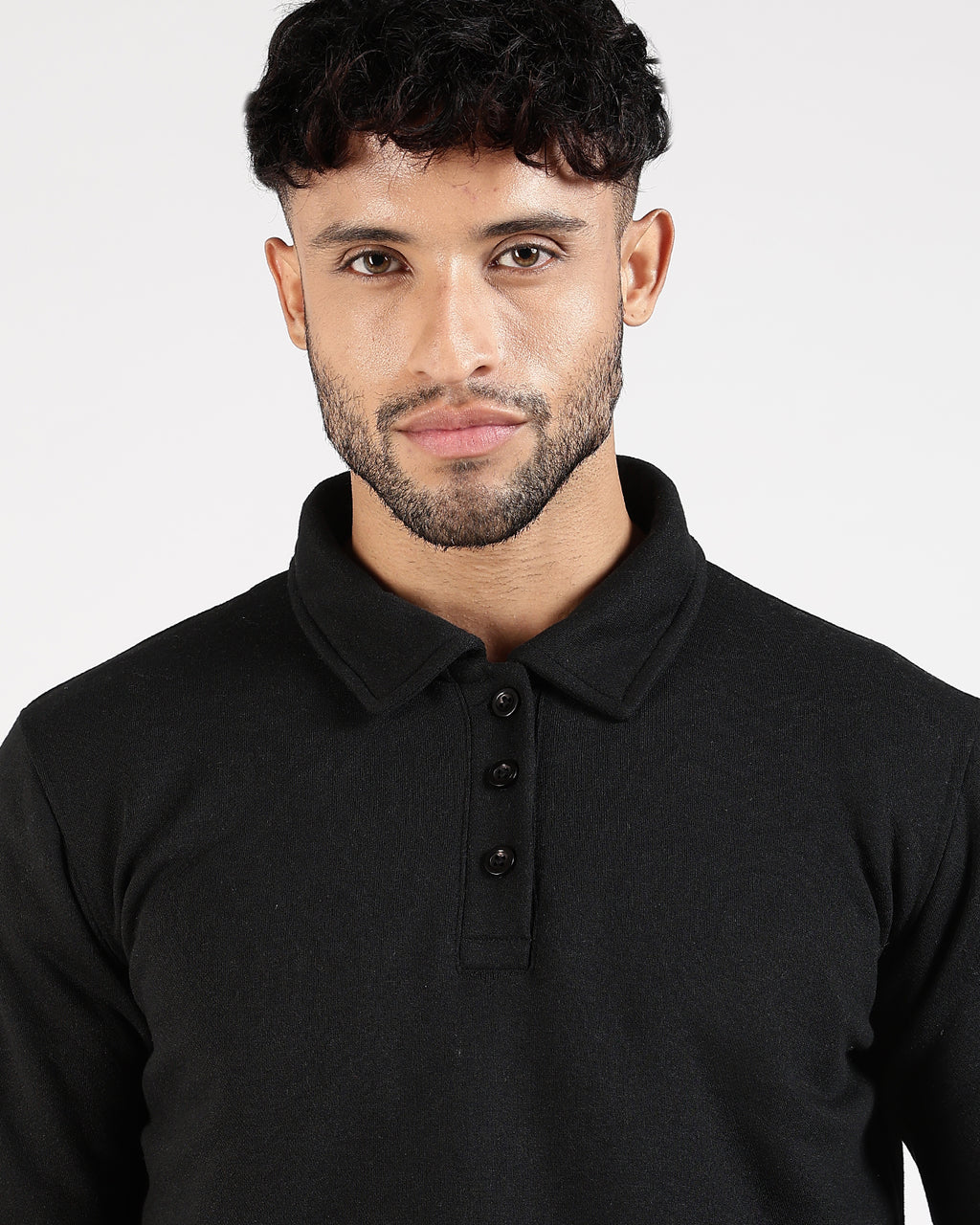 Relaxed Fit Buttoned Sweatshirt - Black