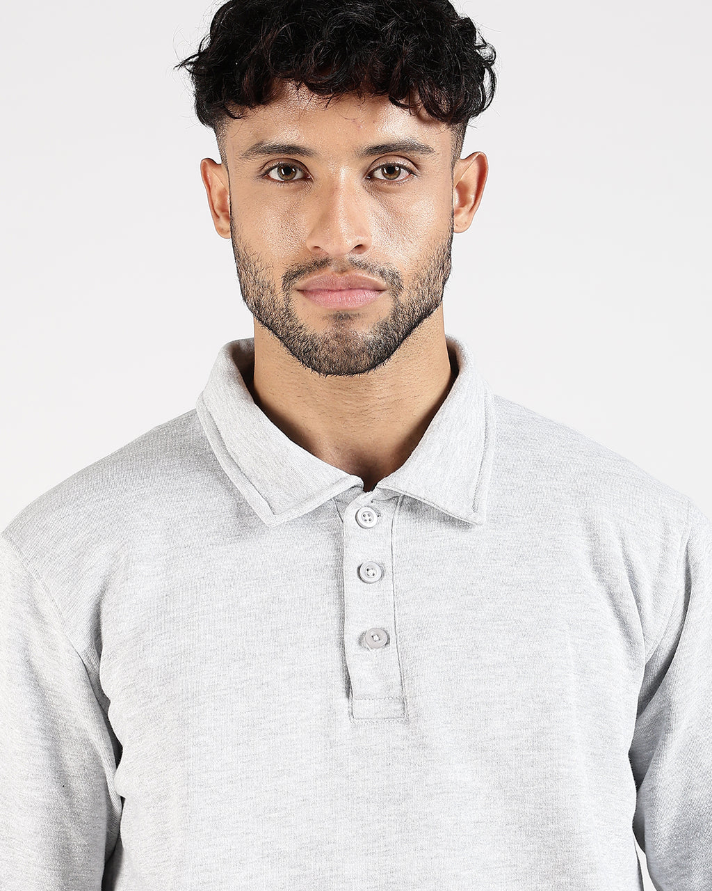 Relaxed Fit Buttoned Sweatshirt - Grey