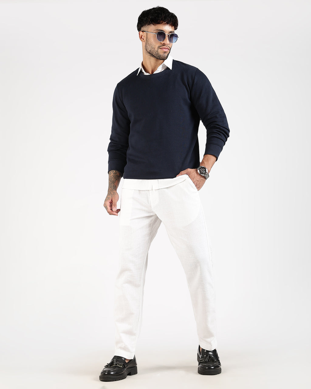 Relaxed Fit Sweatshirt - Navy Blue