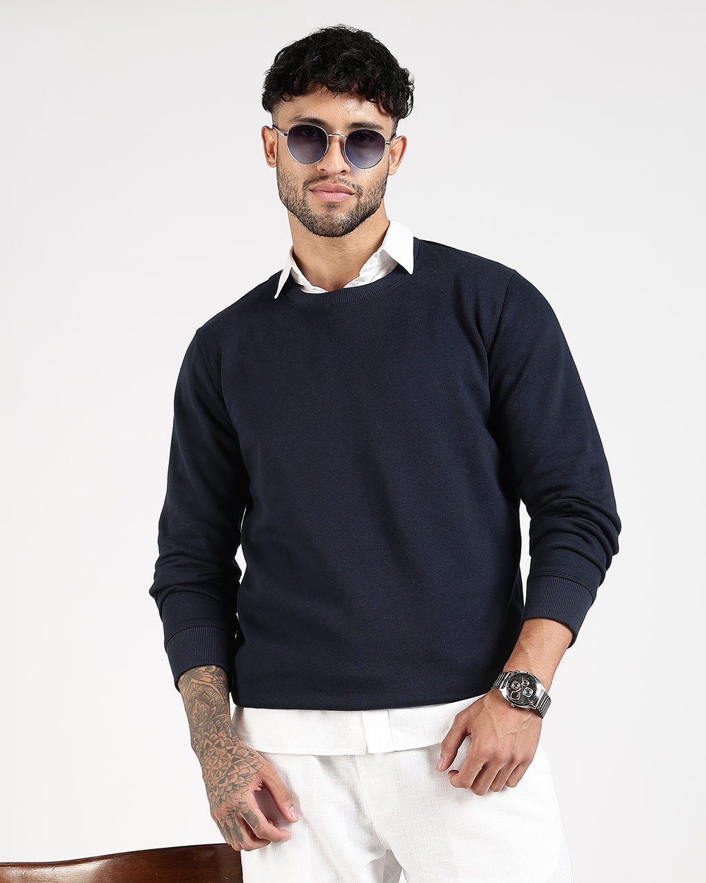 Relaxed Fit Sweatshirt - Navy Blue