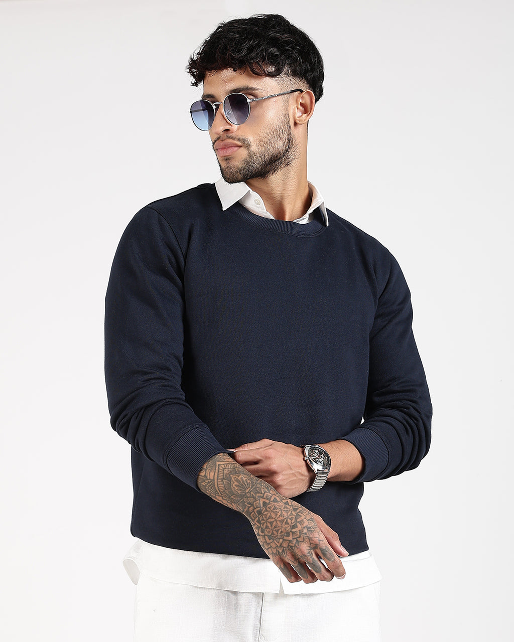 Relaxed Fit Sweatshirt - Navy Blue
