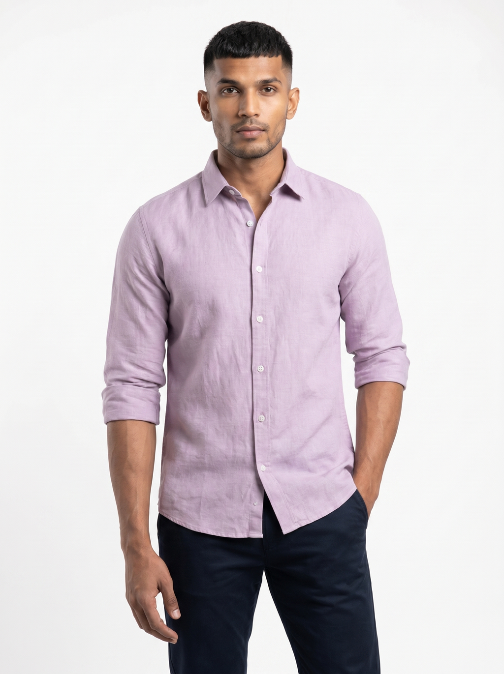 Tailored Fit Linen Shirt - Lavender
