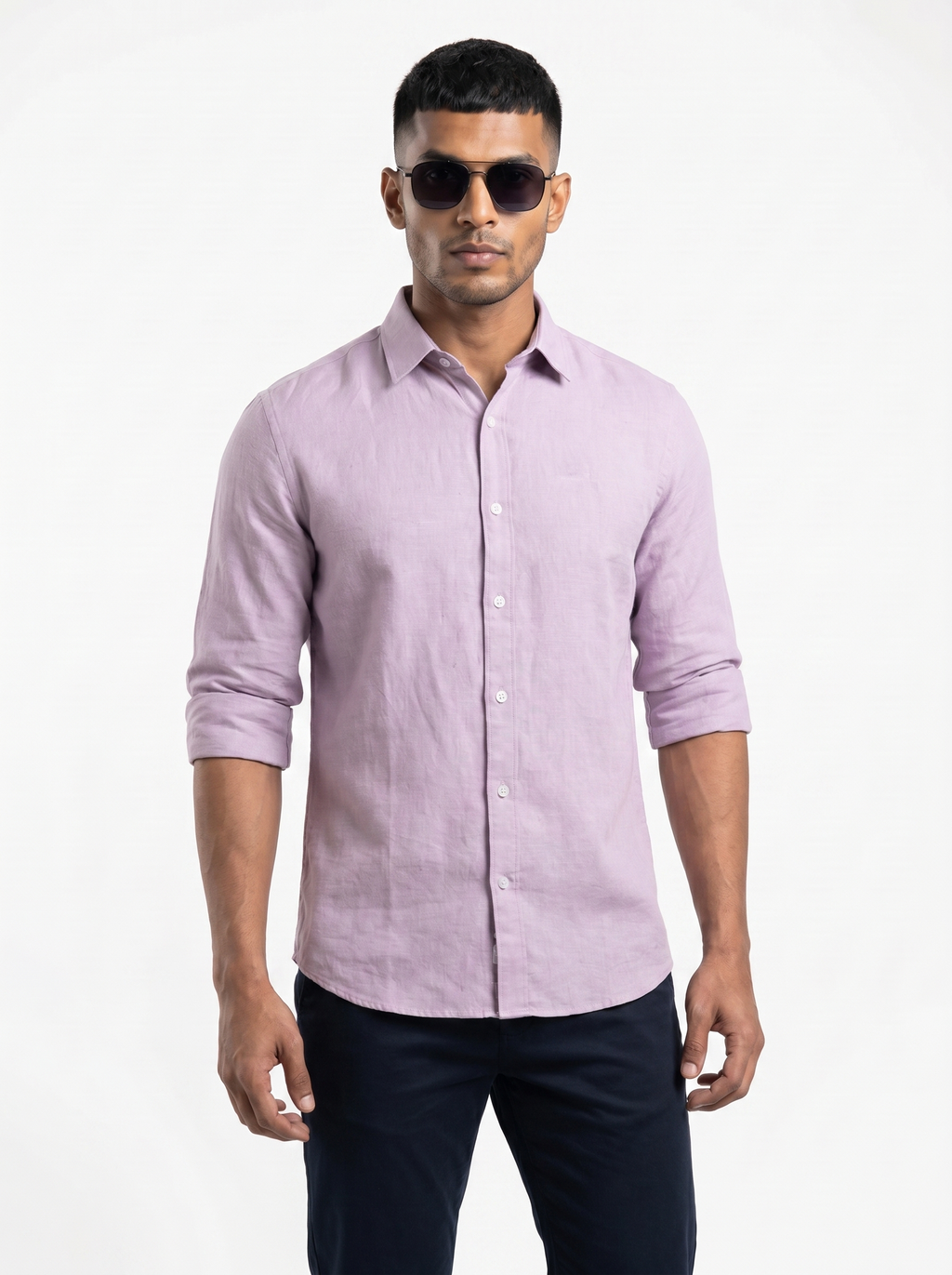 Tailored Fit Linen Shirt - Lavender