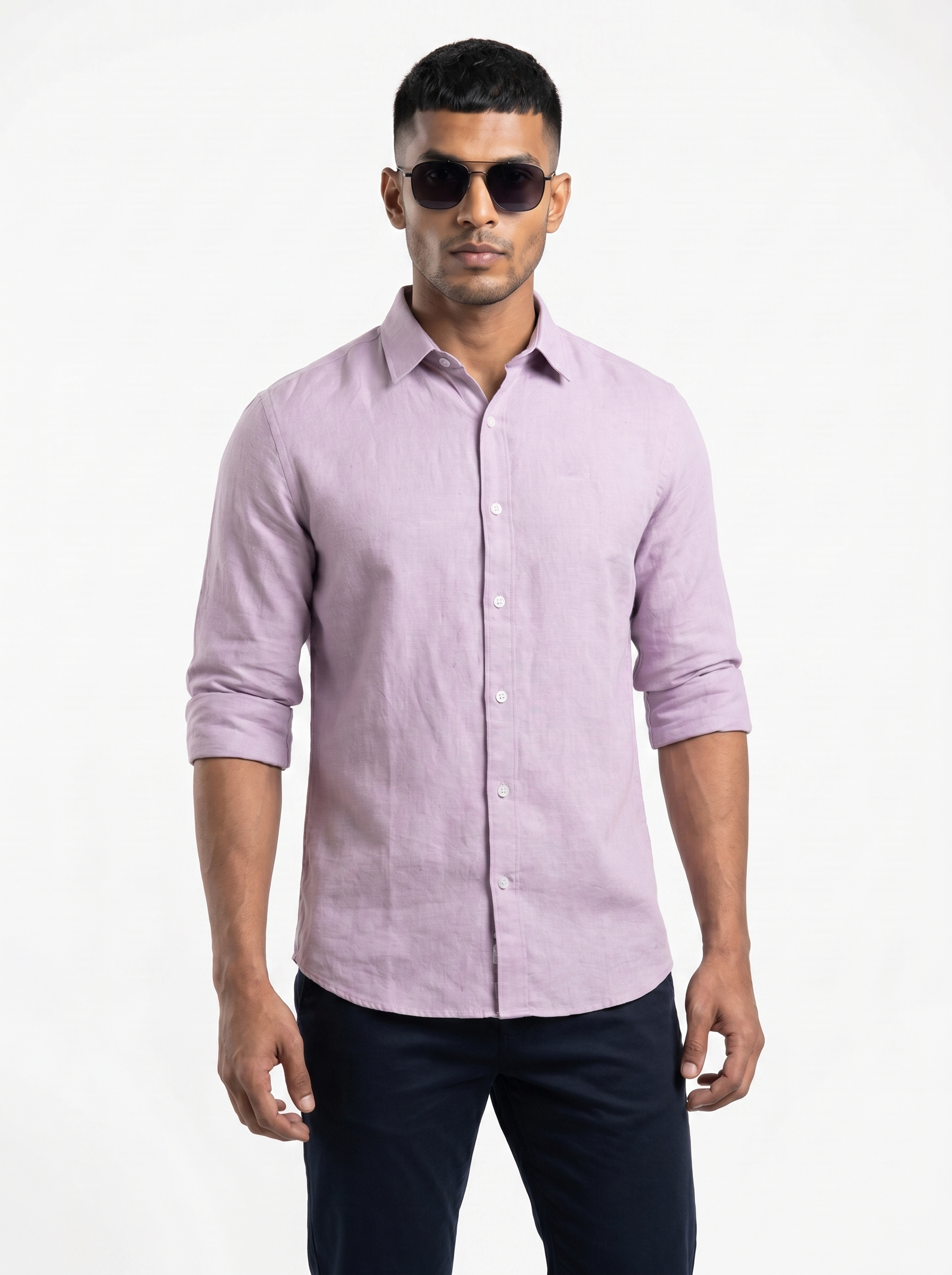 Tailored Fit Linen Shirt - Lavender