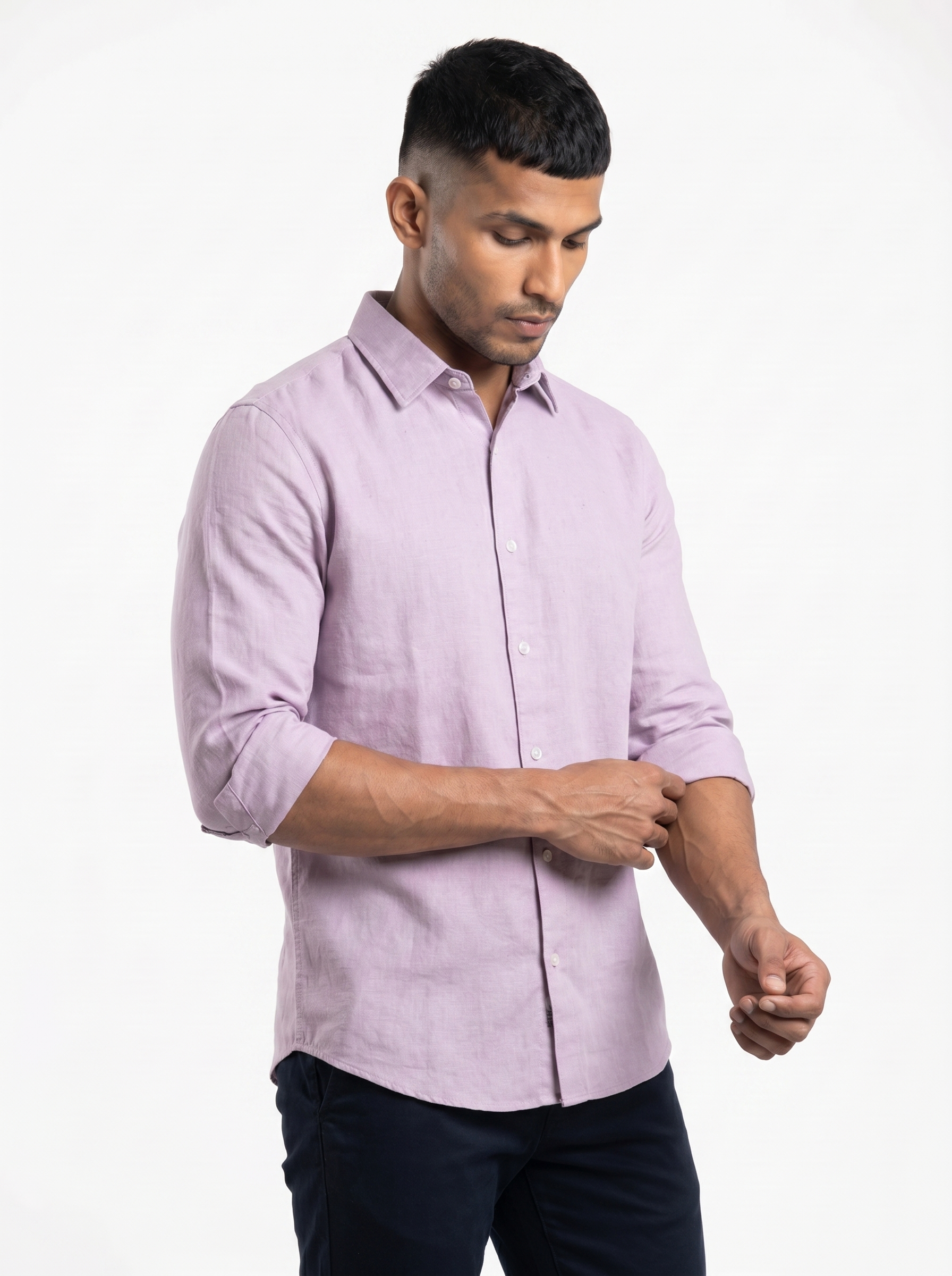 Tailored Fit Linen Shirt - Lavender