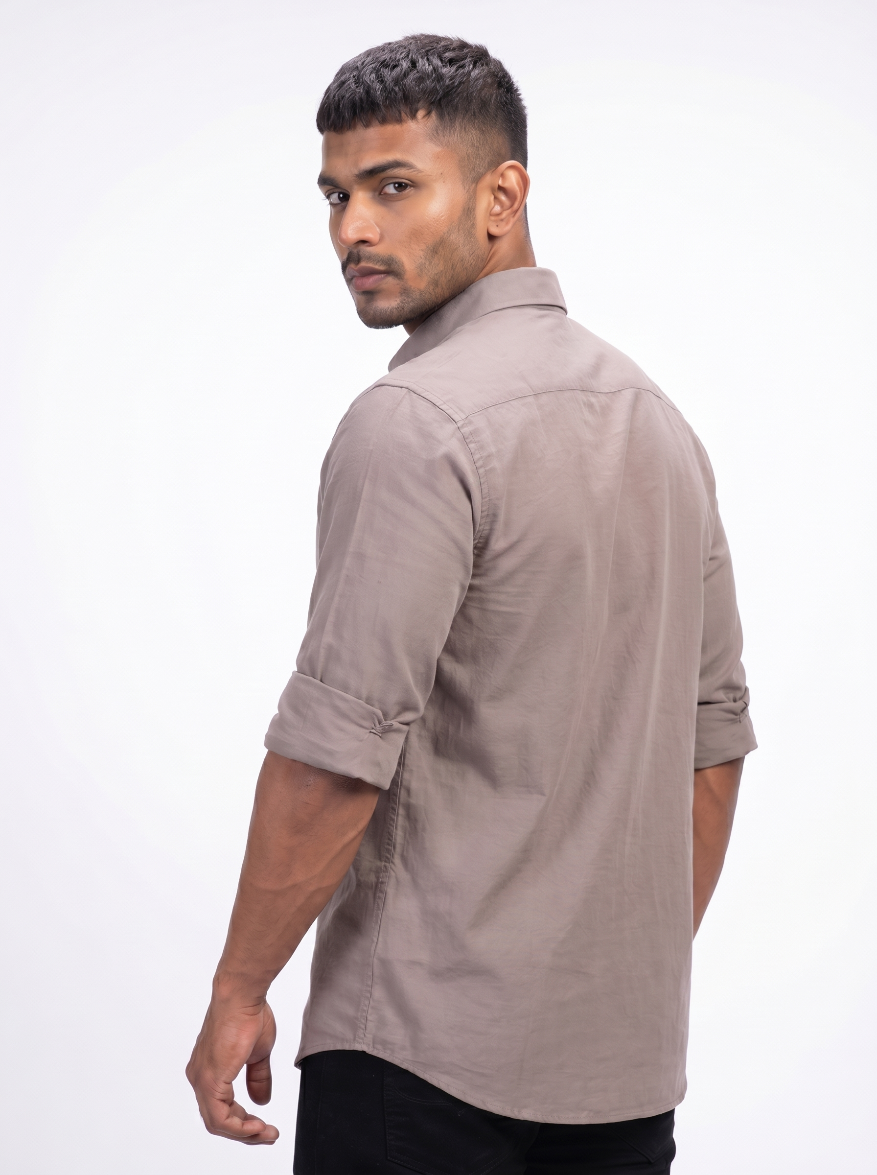 Tailored Fit Linen Shirt - Dark Brown