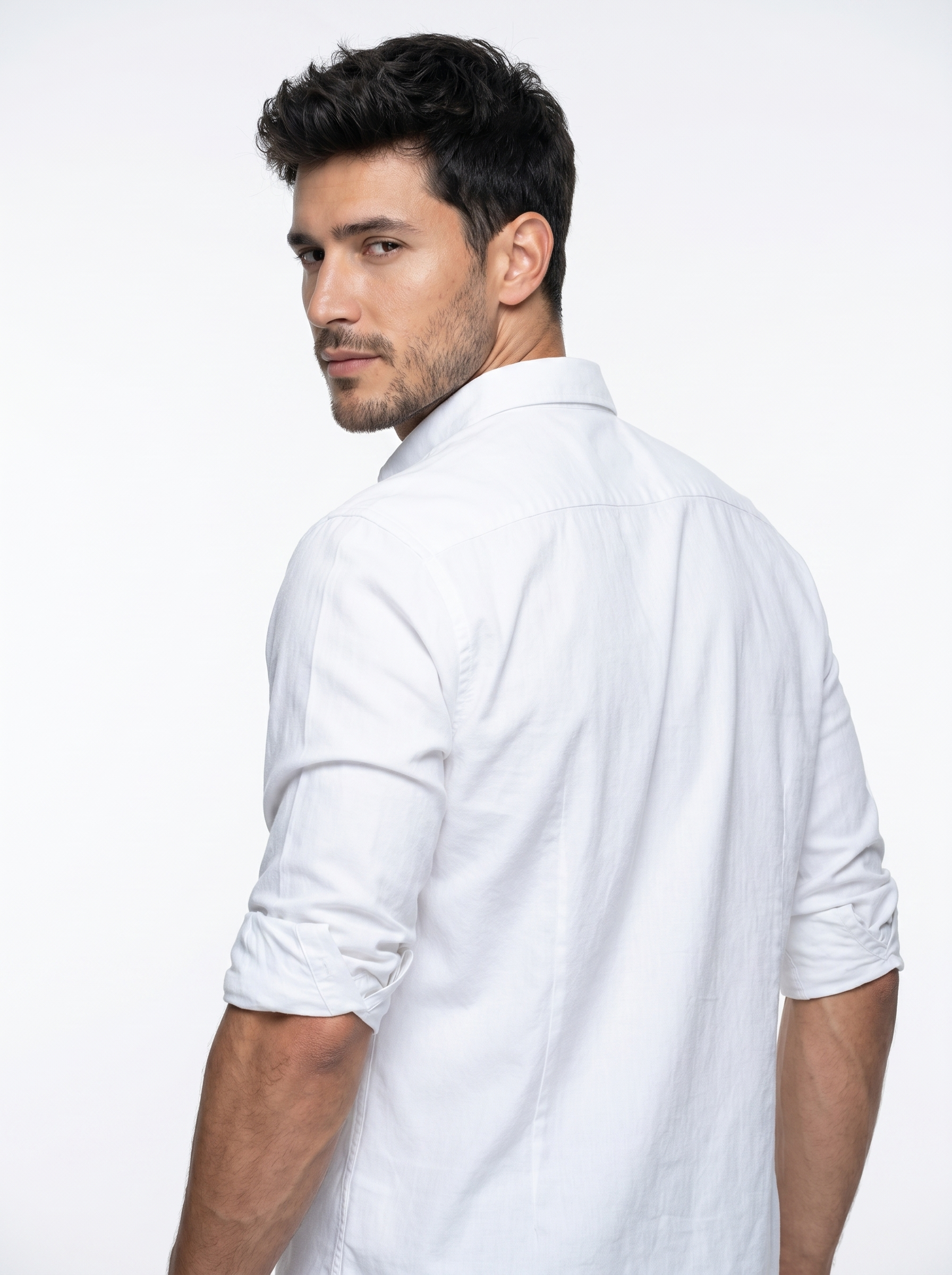 Tailored Fit Linen Shirt - White