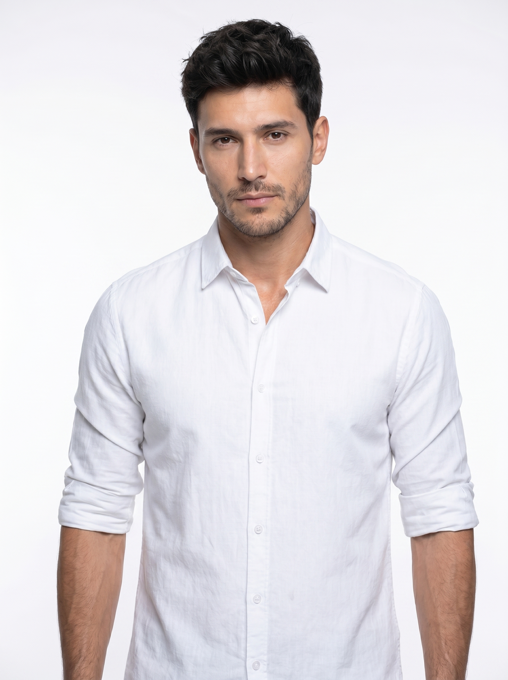 Tailored Fit Linen Shirt - White