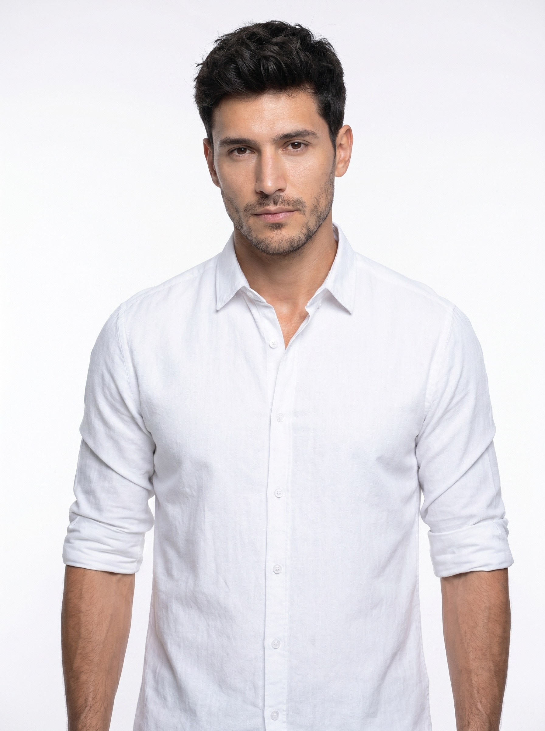Tailored Fit Linen Shirt - White