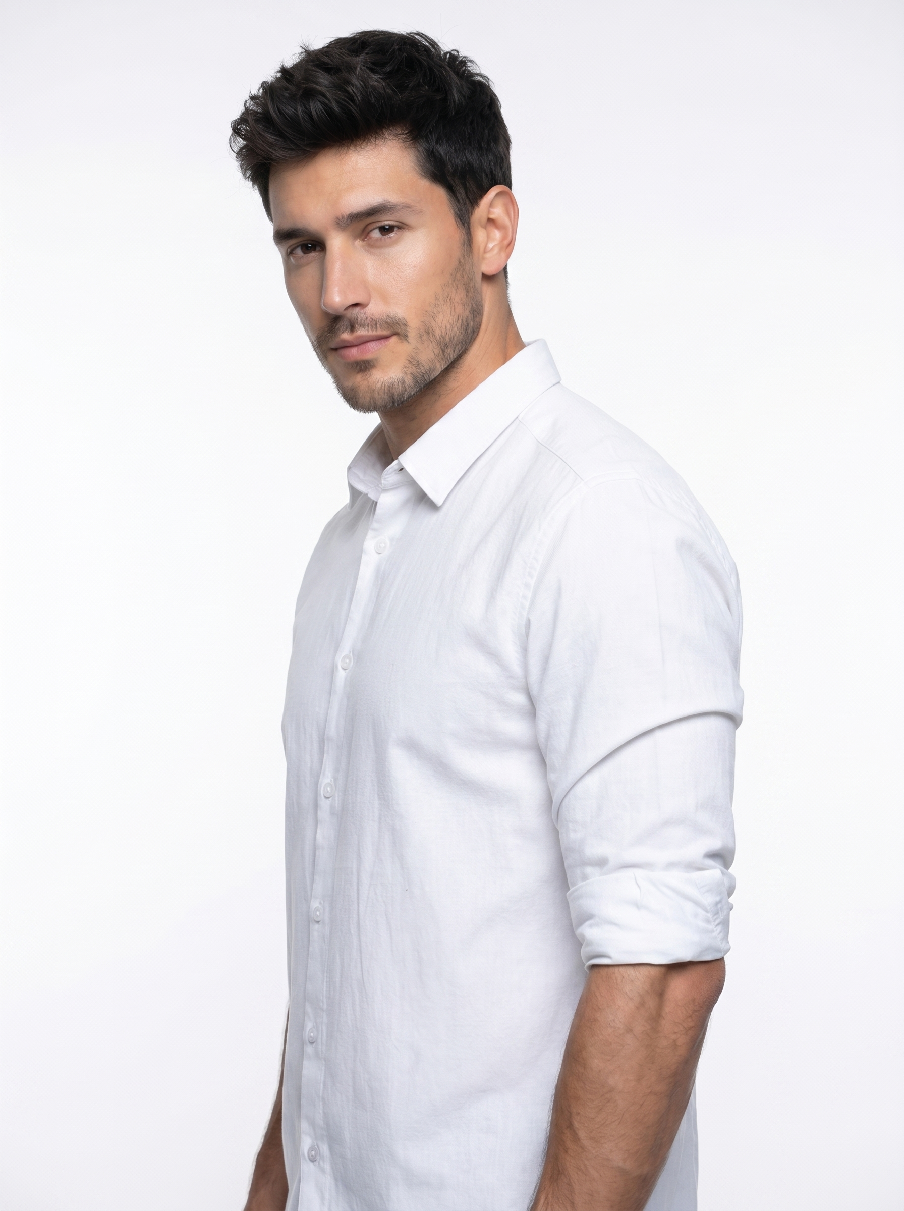 Tailored Fit Linen Shirt - White