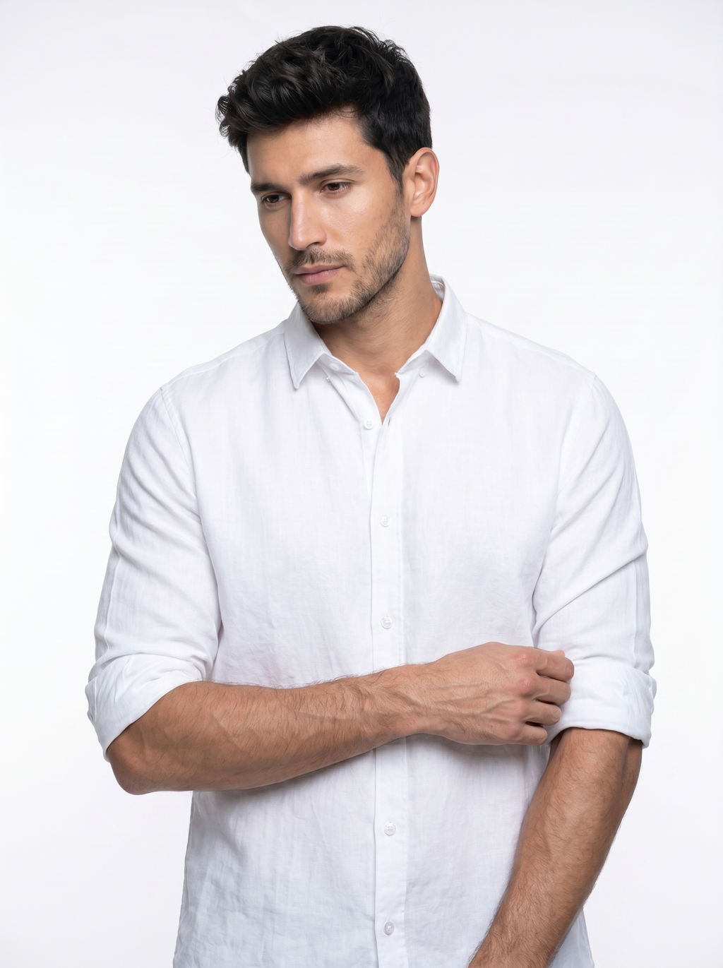 Tailored Fit Linen Shirt - White
